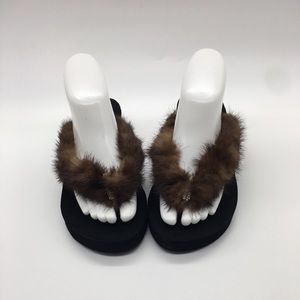 Sandals w/ Real MINK Fur & Crystal Embellishments